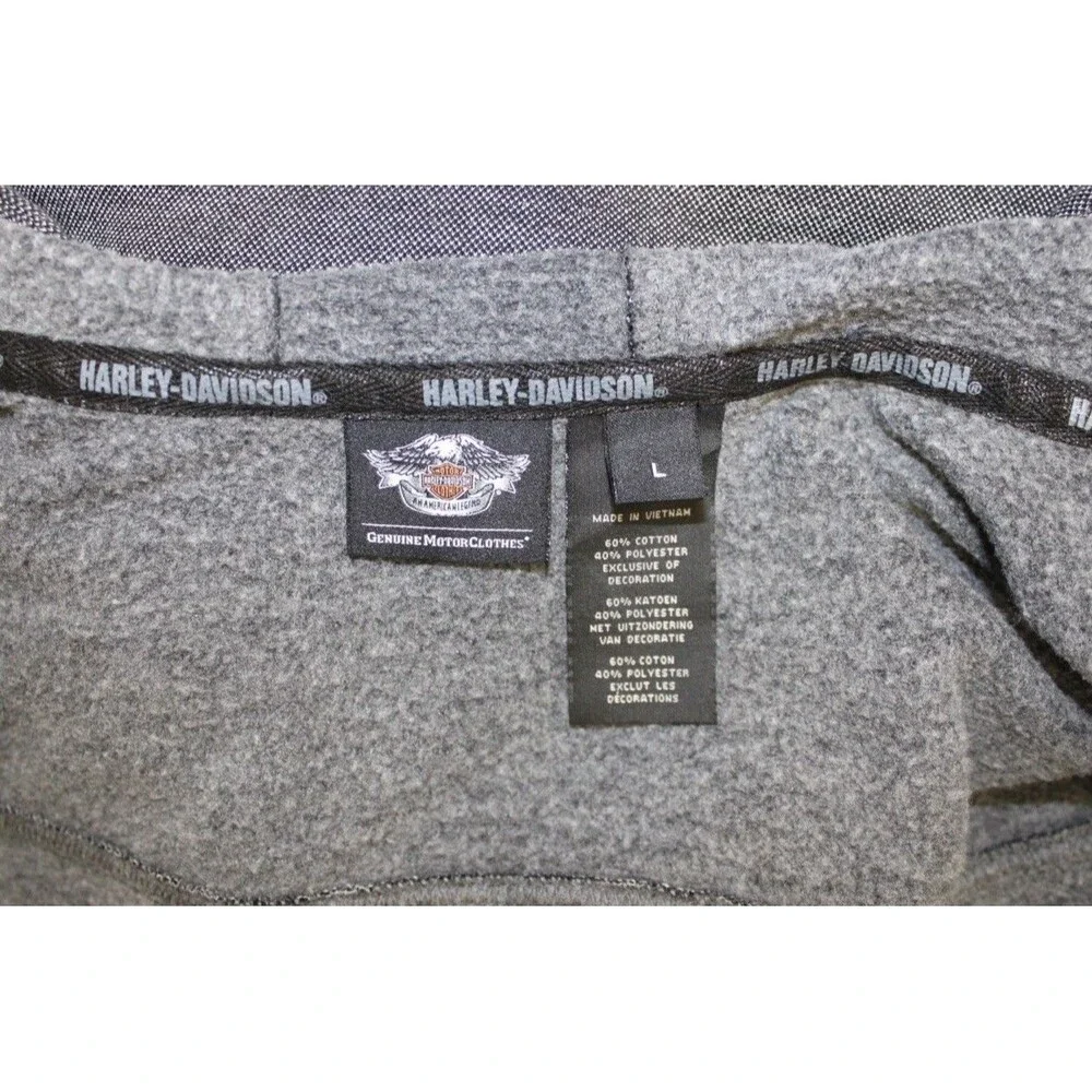 Harley Davidson Long Sleeve Snap Embroidered‎ Hooded Knit Sweater Mens Size L